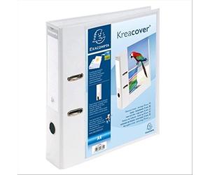 Exacompta - Réf. 53789E - Carton de 10 classeurs à levier personnalisables Kreacover - 1 pochette extérieure - Dos 70 mm - Dimensions : 32 x 29 cm - Format à classer A4 - Blanc