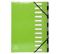 Exacompta - Réf. 53923E - Carton de 8 trieurs HARMONIKA Iderama - avec élastiques et fenêtres découpées - dos extensible - en carte lustrée pelliculée - 12 compartiments - 24,5x32cm - A4 - vert anis