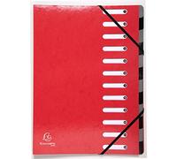 Exacompta Trieur à élastiques Harmonika Iderama - dos extensible à soufflet - 12 divisions - Rouge