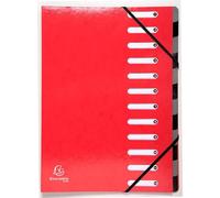 Exacompta - Réf. 53925E - Carton de 6 trieurs HARMONIKA Iderama - avec élastiques et fenêtres découpées - dos extensible - en carte lustrée pelliculée - 12 compartiments -dim 24,5x32 cm - A4 - rouge