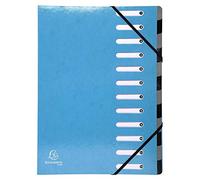 Exacompta - Réf. 53927E - 1 trieur HARMONIKA Iderama - avec élastiques et fenêtres découpées - dos extensible - en carte lustrée pelliculée - 12 compartiments -dim 24,5x32 cm - A4 - couleur bleu clair