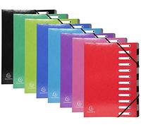 Exacompta - Réf. 53929E - Carton de 8 trieurs HARMONIKA Iderama - avec élastiques et fenêtres découpées - dos extensible - en carte lustrée pelliculée - 12 compartiments - 24,5x32cm - A4 - assorties