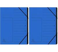 Exacompta - Réf. 540702E - 1 trieur dos agrafé - avec élastiques - couverture imprimée en carte lustrée et intérieur en carte recy noire - 7 compartiments - dim 24,5x 32 cm - A4 - couleur bleu