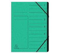 Exacompta - Réf. 540703E - 1 trieur dos agrafé - avec élastiques - couverture imprimée en carte lustrée et intérieur en carte recyclée noire - 7 compartiments - dim 24,5 x 32 cm - pour A4 - couleur vert