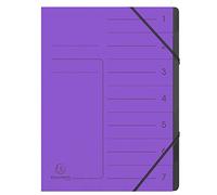 Exacompta - Réf. 540708E - 1 trieur dos agrafé - avec élastiques - couverture imprimée en carte lustrée et intérieur en carte recyclée noire - 7 compartiments - dim 24,5x 32 cm - A4 - couleur violet