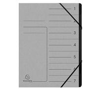Exacompta - Réf. 540711E - 1 trieur dos agrafé - avec élastiques - couverture imprimée en carte lustrée et intérieur en carte recyclée noire - 7 compartiments - dim 24,5 x 32 cm - A4 - couleur gris