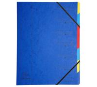 Exacompta - Réf. 54072E - Carton de 12 trieurs dos agrafé - avec élastiques - couverture imprimée en carte lustrée et intérieur en carte recyclée - 7 compartiments - 24,5 x 32 cm - pour A4 - bleu
