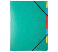 Exacompta - Réf. 54073E - Carton de 12 trieurs dos agrafé - avec élastiques - couverture imprimée en carte lustrée et intérieur en carte recy 7 compartiments - dim 24,5 x 32 cm - pour A4 - vert