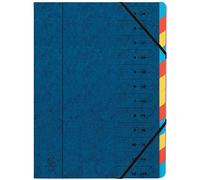 Exacompta Trieur Réf. 54122E – 12 compartiments, dos agrafé, élastiques – A4 24,5x32 cm bleu