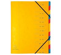 Exacompta - Réf. 54129E - Carton de 8 trieurs dos agrafé - avec élastiques - couverture imprimée en carte lustrée et intérieur en carte recyclée - 12 compartiments - dim 24,5x 32 cm - pour A4 - jaune