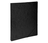 Exacompta - réf. 542551E - Carton de 10 classeurs carte lustrée imprimée avec élastiques - 2 anneaux ronds diam.15 mm - Dos 20 mm - Dimensions extér. 32 x 25 cm - Format à classer A4 - Coloris noir