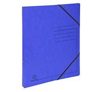 Exacompta - réf. 542552E - Carton de 10 classeurs carte lustrée imprimée avec élastiques - 2 anneaux ronds diam.15 mm - Dos 20 mm - Dimensions extér. 32 x 25 cm - Format à classer A4 - Coloris bleu