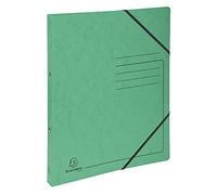 Exacompta - réf. 542553E - 1 Classeur carte lustrée imprimée avec élastiques - 2 anneaux ronds diamètre 15 mm - Dos 20 mm - Dimensions extérieures : 32 x 25 cm - Format à classer A4 - Coloris : vert