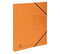 Exacompta - réf. 542554E - 1 Classeur carte lustrée imprimée avec élastiques - 2 anneaux ronds diamètre 15 mm - Dos 20 mm - Dimensions extérieures : 32 x 25 cm - Format à classer A4 - Coloris : orange