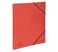 Exacompta - réf. 542555E - 1 Classeur carte lustrée imprimée avec élastiques - 2 anneaux ronds diamètre 15 mm - Dos 20 mm - Dimensions extérieures : 32 x 25 cm - Format à classer A4 - Coloris : rouge