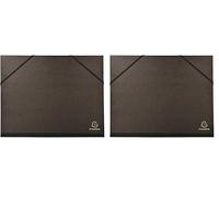 Exacompta - Réf. 547100E - 1 carton à dessin kraft noir vernis - avec élastiques - dos toilé - garde noire - dimensions 26 x 33 cm - formats à classer A4 et 240 x 320 mm - couleur noir (Lot de 2)