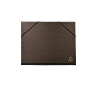 Exacompta - Réf. 547100E - 10 cartons à dessin kraft noir vernis - avec élastiques - dos et coins toilés - garde noire - dimensions 26 x 33 cm - formats à classer A4 et 240 x 320 mm - couleur noir