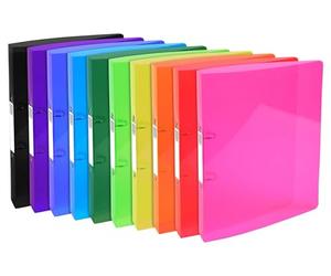 Exacompta - Réf. 54770E - Carton de 10 classeurs Iderama - 2 anneaux ronds diamètre 30mm - Dos 40mm - Dimensions extérieures : 32 x 26,8 cm - Format à classer A4 Maxi - Assortis