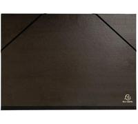 Exacompta - Réf. 548015E - 4 cartons à dessin kraft noir vernis - avec élastiques et 3 rabats - dos et coins toilés - dimensions 32 x 45 cm - format à classer A3 (297 x 420 mm) - couleur noir