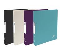 Exacompta - Réf. 54830E - Carton de 12 classeurs semi-rigides TITANE - 2 anneaux 30mm - Dos 4cm - Dimensions extérieures : 32x26,8cm - Format à classer A4+ Assortis : Aubergine-Coco-Noir-Turquoise