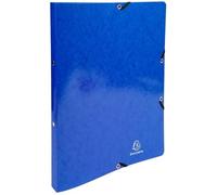 Exacompta - réf. 54882E - 1 Classeur carte lustrée pelliculée avec élastiques - 2 anneaux ronds diamètre 15mm - Dos 20mm - Dimensions extérieures : 32x25 cm -Format à classer A4 - Coloris : bleu foncé