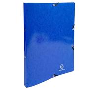 Exacompta - Réf. 54882E - Carton de 20 classeurs carte lustrée - Avec élastiques - 2 anneaux ronds 15mm - Dos 20mm - Dimensions extérieures : 32 x 25 cm - Format à classer A4 - Bleu foncé
