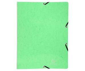 Exacompta - Réf. 54893E - Carton de 20 classeurs carte lustrée - Avec élastiques - 2 anneaux ronds 15mm - Dos 20mm - Dimensions extérieures : 32 x 25 cm - Format à classer A4 - Vert anis
