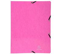 Exacompta - réf. 54894E - 1 Classeur carte lustrée pelliculée avec élastiques - 2 anneaux ronds diamètre 15 mm - Dos 20 mm - Dimensions extérieures : 32 x 25 cm - Format à classer A4 - Coloris : rose