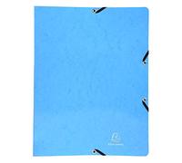 Exacompta - réf. 54897E - 1 Classeur carte lustrée pelliculée avec élastiques - 2 anneaux ronds diamètre 15mm - Dos 20mm - Dimensions extérieures : 32x25 cm -Format à classer A4 - Coloris : bleu clair