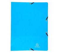 Exacompta - Réf. 54897E - Carton de 20 classeurs carte lustrée - Avec élastiques - 2 anneaux ronds 15mm - Dos 20mm - Dimensions extérieures : 32 x 25 cm - Format à classer A4 - Bleu clair