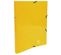 Exacompta - réf. 54899E - 1 Classeur carte lustrée pelliculée avec élastiques - 2 anneaux ronds diamètre 15 mm - Dos 20 mm - Dimensions extérieures : 32 x 25 cm - Format à classer A4 - Coloris : jaune