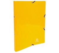 Exacompta - Réf. 54899E - Carton de 20 classeurs carte lustrée - Avec élastiques - 2 anneaux ronds 15mm - Dos 20mm - Dimensions extérieures : 32 x 25 cm - Format à classer A4 - Jaune