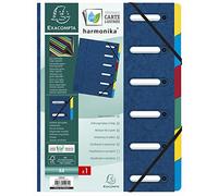 Exacompta - Réf. 55062E - 1 trieur HARMONIKA - avec élastiques et fenêtres découpées - couverture en carte lustrée - dos extensible - 6 compartiments - pour A4 - dim 24,5 x 32 cm - couleur bleu