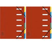 Exacompta - Réf. 55065E - 1 trieur HARMONIKA - avec élastiques et fenêtres découpées - couverture en carte lustrée - dos extensible - 6 compartiments - pour A4 - dim 24,5 x 32 cm - couleur rouge