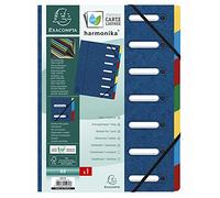 Exacompta Trieur à élastiques Harmonika à fenêtres, véritable carte lustrée, 7 divisions, Bleu