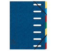 Exacompta - Réf. 55072E - Carton de 8 trieurs HARMONIKA - avec élastiques et fenêtres découpées- couverture en carte lustrée - dos extensible - 7 compartiments - pour A4 - dim 24,5 x 32 cm - bleu