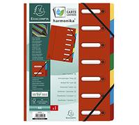 Exacompta - Réf. 55075E - 1 trieur HARMONIKA - avec élastiques et fenêtres découpées- couverture en carte lustrée - dos extensible - 7 compartiments - pour A4 - dim 24,5 x 32 cm - couleur rouge