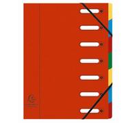Exacompta - Réf. 55075E - Carton de 8 trieurs HARMONIKA - avec élastiques et fenêtres découpées- couverture en carte lustrée - dos extensible - 7 compartiments - pour A4 - dim 24,5 x 32 cm - rouge