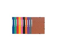 Exacompta - Réf. 5510E - Carton de 50 chemises à élastiques sans rabat - pochettes en carte lustrée 400 g/m² - dimensions 24 x 32 cm pour documents au format A4 - 10 couleurs assorties