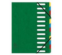 Exacompta - Réf. 55123E - Carton de 6 trieurs HARMONIKA - avec élastiques et fenêtres découpées - couverture en carte lustrée - dos extensible - 12 compartiments - pour A4 - dim 24,5 x 32 cm - vert