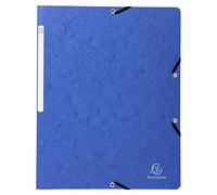 Exacompta - Réf. 5512E - Carton de 25 chemises à élastiques sans rabat - pochettes en carte lustrée 400 g/m2 - dimensions 24 x 32 cm pour documents au format A4 - couleur bleu