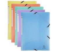 Exacompta Chemises à élastiques Chromaline pastel – PP translucide 24x32 cm A4, pack de 5