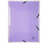 Exacompta - Réf. 55175E - Carton de 25 chemises à élastiques 3 rabats en polypropylène - dimensions 24 x 32 cm - pour format A4 - Chromaline Pastel - couleur mauve