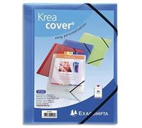 Exacompta - Chemise à élastiques Kreacover 55182E - 3 rabats, polypropylène translucide A4, bleu
