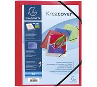 Exacompta - Réf. 55185E - Paquet 5 chemises à élastiques Kreacover - pochettes 3 rabats - en polypropylène translucide - dimensions 24 x 32 cm pour documents au format A4 - couleur rouge