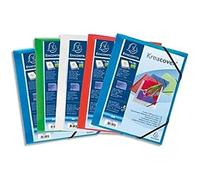 Exacompta - Réf. 55189E - 1 chemise à élastiques Kreacover - pochette 3 rabats - en polypropylène translucide - dimensions 24 x 32 cm pour documents au format A4 - 5 couleurs aléatoires