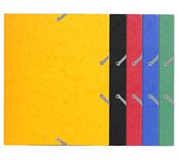 Exacompta - Réf. 55200E - Carton de 25 chemises à élastiques pour format scolaire - pochettes 3 rabats - en carte lustrée 400 g/m2 - dimensions 24x19 cm pour format 22 x1 7 cm - 5 couleurs assorties