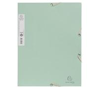 Exacompta - Réf. 55233E - Carton de 25 chemises à élastiques Autentik - pochettes 3 rabats - en carte recy 400g/m2 - dimensions 24 x 32 cm pour documents au format A4 - vert sauge