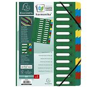 Exacompta Trieur Harmonika – à élastiques, fenêtres, véritable carte lustrée, 24 compartiments – Vert