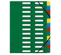 Exacompta - Réf. 55243E - Carton de 4 trieurs HARMONIKA - avec élastiques et fenêtres découpées - couverture en carte lustrée - dos extensible - 24 compartiments - pour A4 - dim 24,5 x 32 cm - vert